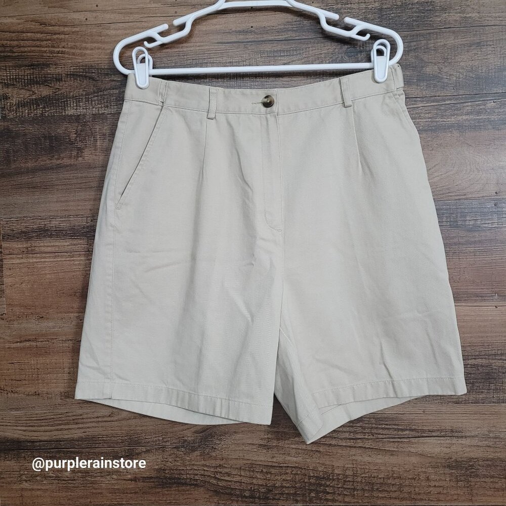 LL Bean Chino Shorts 12 Original Fit High Rise Waist Extender Gorpcore Preppy